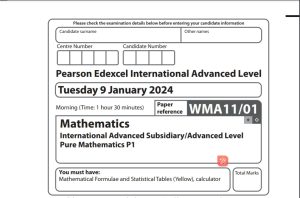 2024年1月A-level爱德思 数学p1真题