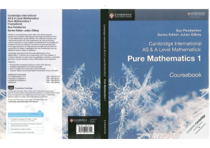 剑桥考试局alevel数学教材下载！《Cambridge International AS & A Level Mathematics: Pure Mathematics 1》