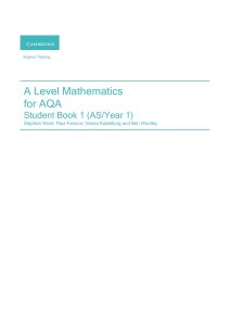 alevel数学教材AS阶段《A Level Mathematics for AQA Student Book 1 (AS/Year 1)》