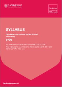Alevel会计学CIE课程大纲下载《Cambridge International AS and A Level Accounting (9706)》