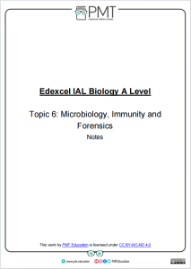Alevel爱德思Edexcel生物学习笔记下载《Edexcel IAL Biology A Level Topic 6: Microbiology, Immunity and Forensics》