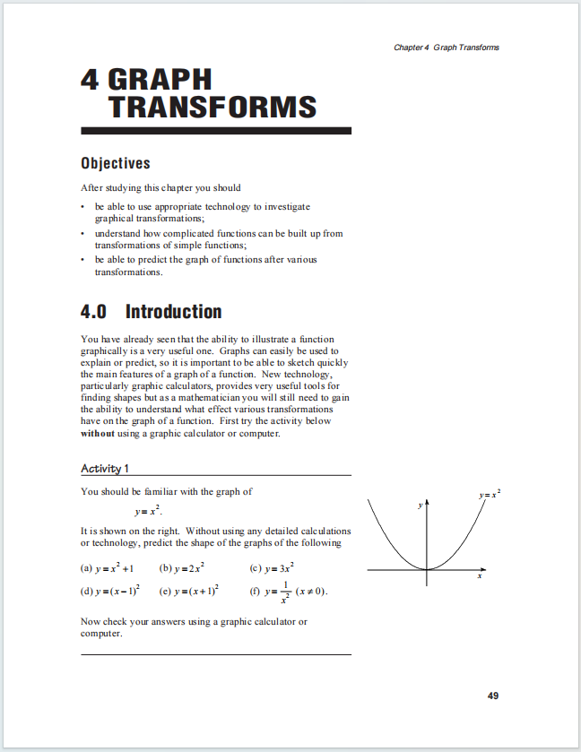 Alevel数学教材下载《Chapter4 Graph Transfomms》