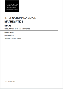 Alevel牛津AQA考试局2020年力学真题下载《Oxford International AQA Examinations:2020 International A-Level Mathematics MA05 Unit M2 – Mechanics Mark scheme》