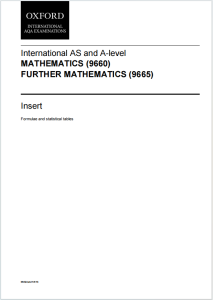 Alevel牛津AQA考试局数学和进阶数学公式和统计表下载《International AS and A-level Mathematics (9660) Further Mathematics Insert Formulae and statistical tables》