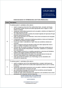 Alevel牛津AQA考试局2021年数学真题评分描述下载《AS Mathematics and Further Mathematics Grade Descriptors》