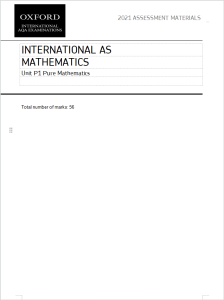 Alevel牛津AQA考试局2021年纯数真题评分方案下载《International AS Mathematics Unit P1 Pure Mathematics Mark Scheme》