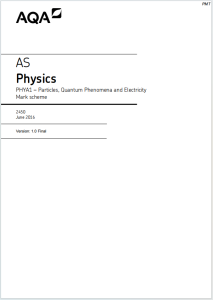 Alevel牛津物理2016年真题评分标准下载《AQA AS Physics PHYA1 Mark Scheme Particles Quantum Phenomena and Electricity June 2016》