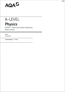 Alevel牛津物理2015年真题评分标准下载《AQA A-level Physics PHYA4 Fields and Further Mechanics Mark Scheme June 2015》