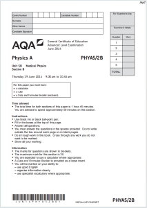 Alevel牛津医用物理学2014年真题下载《AQA A-level Physics A PHYA5/2B Medical Physics Section B June 2014》