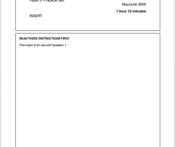 Alevel剑桥物理2006年真题下载《Cambridge A-Level Physics Paper 3 Practical Test May/June 2006》