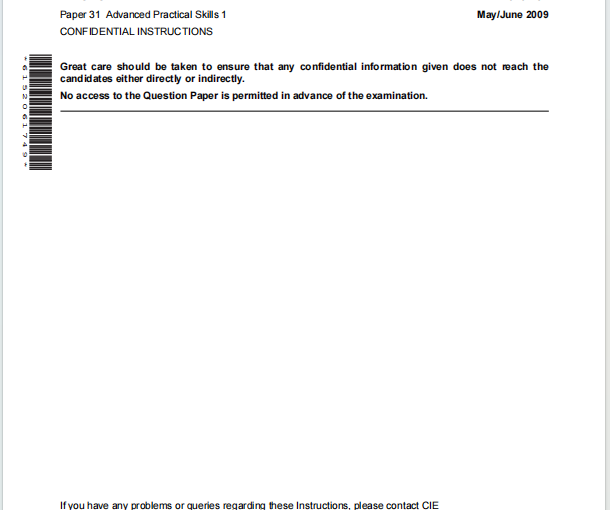 Alevel剑桥物理2009年真题下载《Cambridge A-Level Physics Paper 31: Advanced Practical Skills 1 May/June 2009》