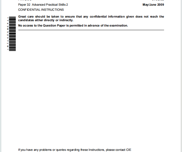 Alevel剑桥物理2009年真题下载《Cambridge A-Level Physics Paper 32: Advanced Practical Skills 2 May/June 2009》