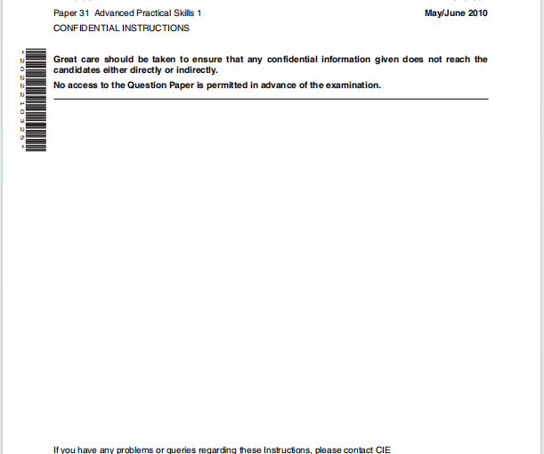 Alevel剑桥物理2010年真题下载《Cambridge A-Level Physics Paper 31 Advanced Practical Skills 1 May/June 2010》